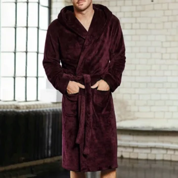Warm Flannel Mens Bathrobe   Plush  Cozy | PricZone