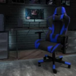 Blue LeatherSoft Gaming Chair Ergonomic  Reclining 2 | PricZone