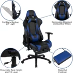 Blue LeatherSoft Gaming Chair Ergonomic  Reclining 6 | PricZone