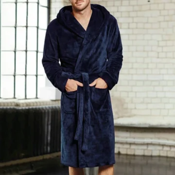 Warm Flannel Mens Bathrobe   Plush  Cozy 2 | PricZone