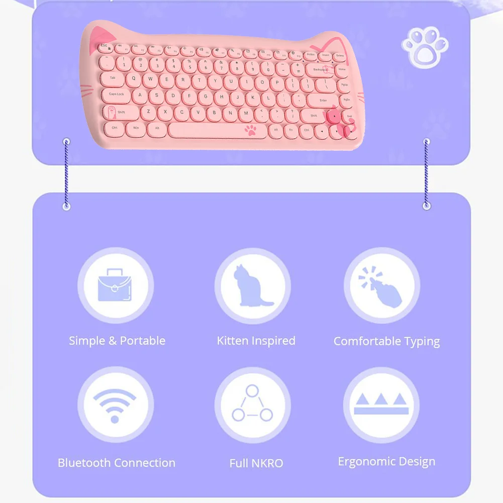 Cute Pink Cat Bluetooth Keyboard Mouse 6 | PricZone Cute Pink Cat Bluetooth Keyboard Mouse 6 | PricZone