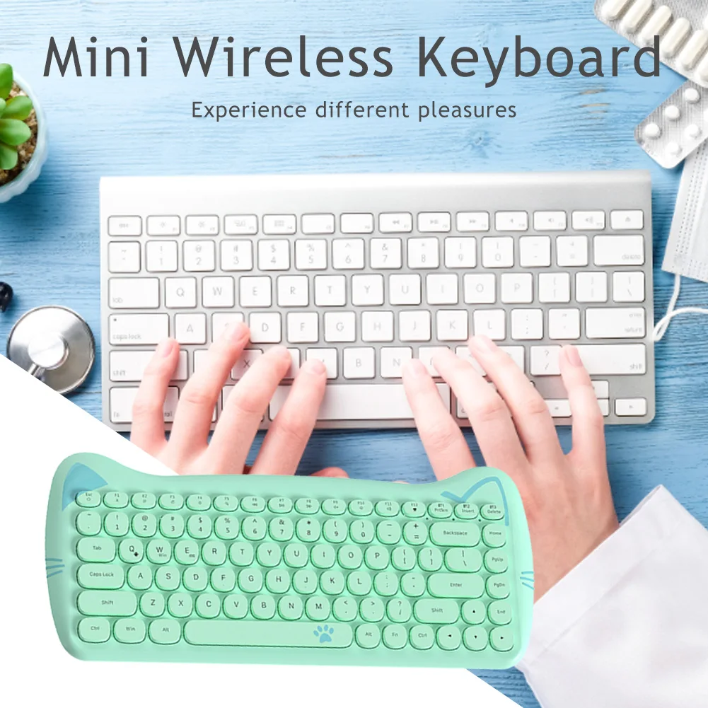 Cute Pink Cat Bluetooth Keyboard Mouse 5 | PricZone Cute Pink Cat Bluetooth Keyboard Mouse 5 | PricZone