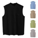 V Neck Pocket Cotton Linen Casual Sleeveless Tops 5 | PricZone