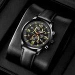 Multi Function Mens Leather Quartz Watch   Waterproof 4 | PricZone