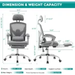 Ergonomic Gaming Chair with Footrest Grey 6 | PricZone