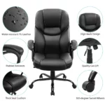 Black Ergo Swivel Chair   High Back  Faux Leather 2 | PricZone
