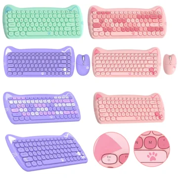 Cute Pink Cat Bluetooth Keyboard  Mouse | PricZone