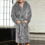 Warm Flannel Mens Bathrobe   Plush  Cozy 3 | PricZone