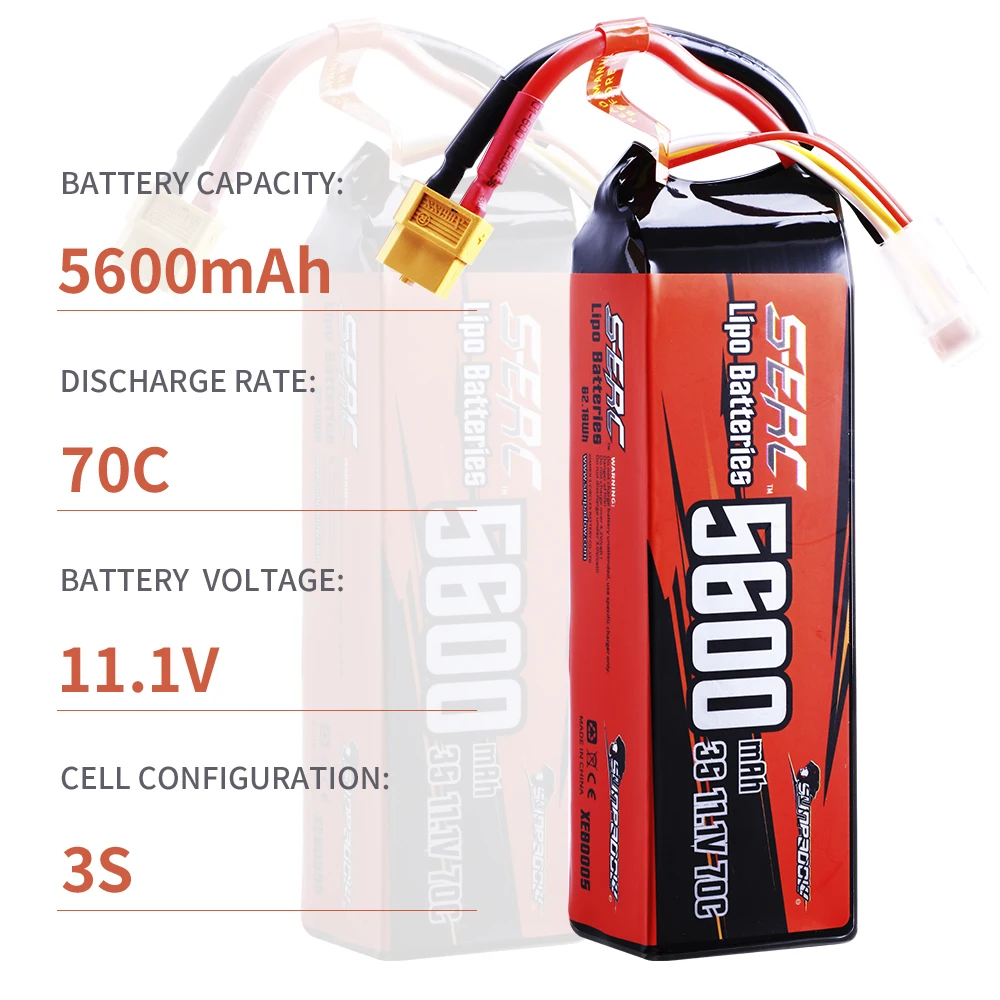 Sunpadow 3S 111V 5600mAh 70C Lipo Battery 2 | PricZone Sunpadow 3S 111V 5600mAh 70C Lipo Battery 2 | PricZone