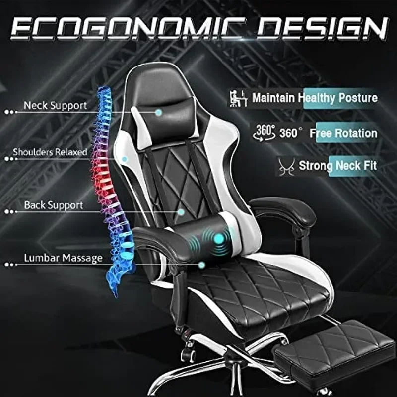 Massage Gaming Chair with Footrest and Lumbar Support 4 | PricZone Massage Gaming Chair with Footrest and Lumbar Support 4 | PricZone