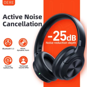 QERE E80 ANC Bluetooth 53 Headphones   Hi Res 70H Play | PricZone