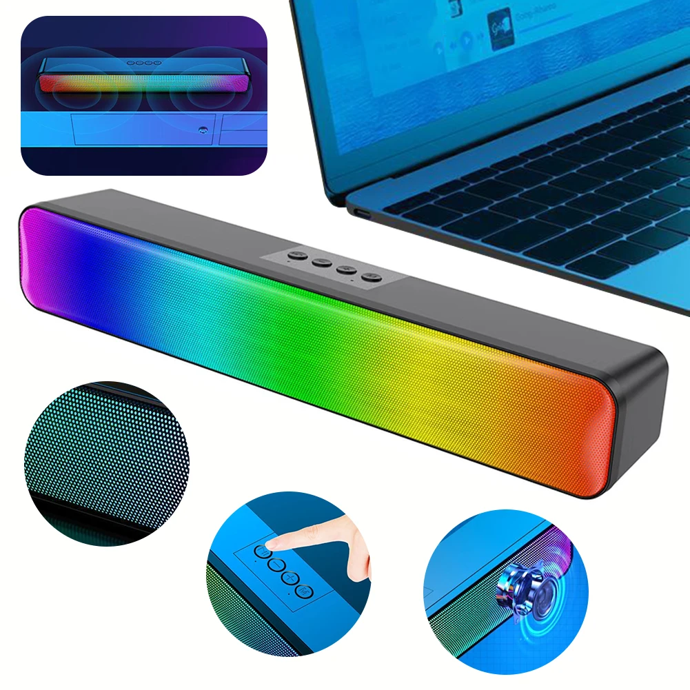 Compact RGB Desk Soundbar 3D Stereo Bluetooth Speaker 6 | PricZone Compact RGB Desk Soundbar 3D Stereo Bluetooth Speaker 6 | PricZone