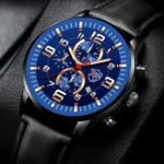 Multi Function Mens Leather Quartz Watch   Waterproof | PricZone