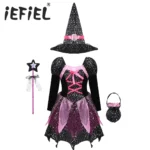 Girls Sparkly Witch Costume with Hat  Wand | PricZone