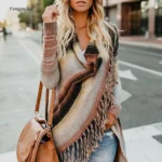 Striped Tassel Poncho Cardigan   Winter Knit 3 | PricZone