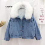 Velvet Fur Collar Denim Jacket 3 | PricZone