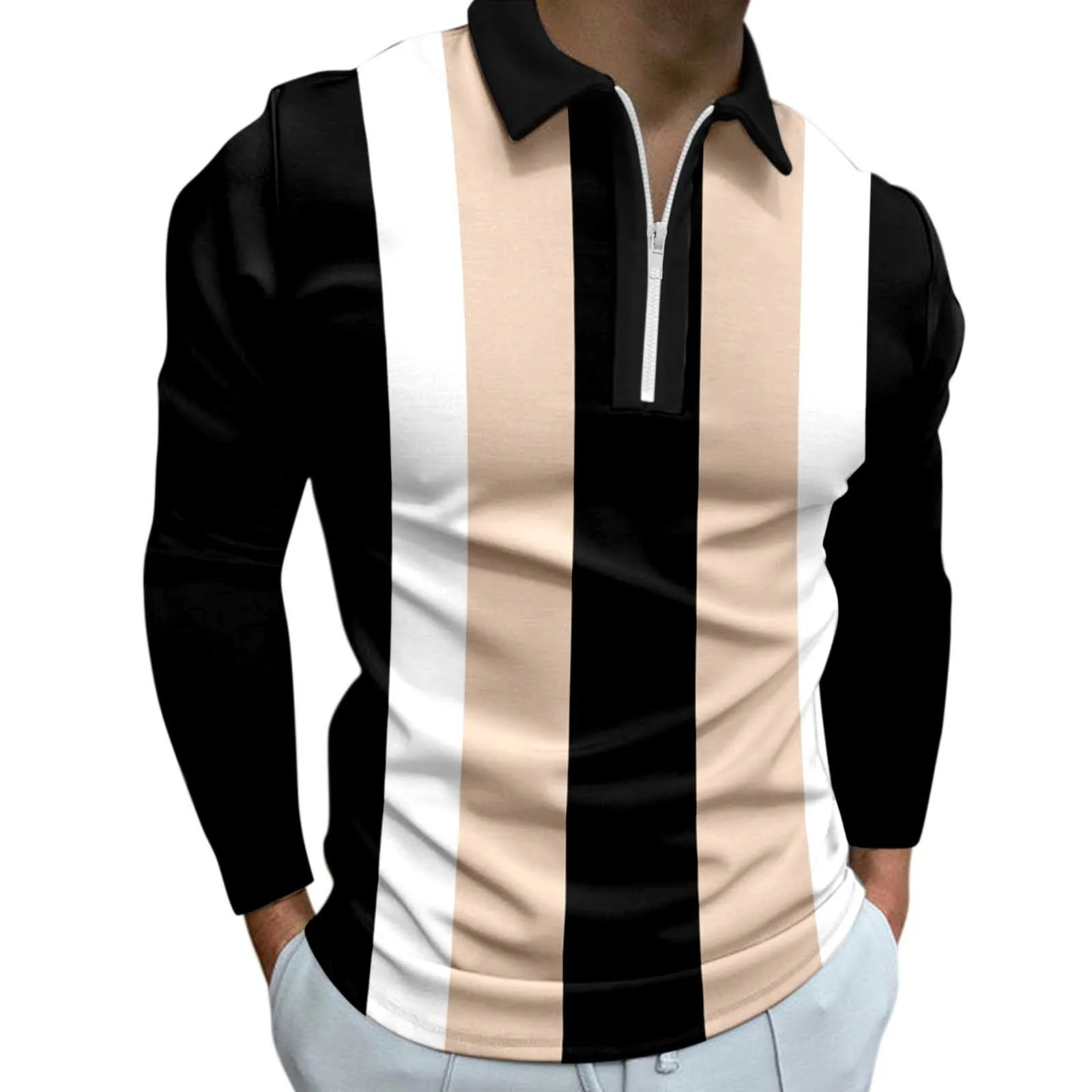 Autumn Mens Stripe Polo Shirt Casual Fit 3 | PricZone Autumn Mens Stripe Polo Shirt Casual Fit 3 | PricZone