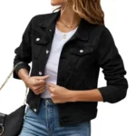 Black Slim Denim Jacket for Women 5 | PricZone