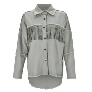 Vintage Fringe Denim Jacket   Korean Style | PricZone