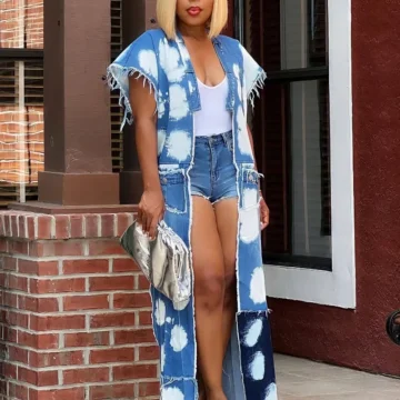 Fashion Denim Vest Coat with Tassel  Metal Chain | PricZone