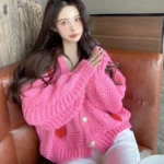 Strawberry Crochet V Neck Cardigan for Women 3 | PricZone