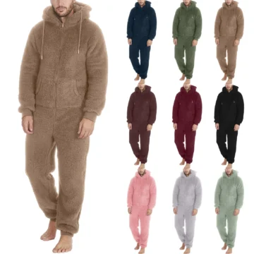 Winter Warm Mens Hooded Fleece Pajamas 5XL | PricZone