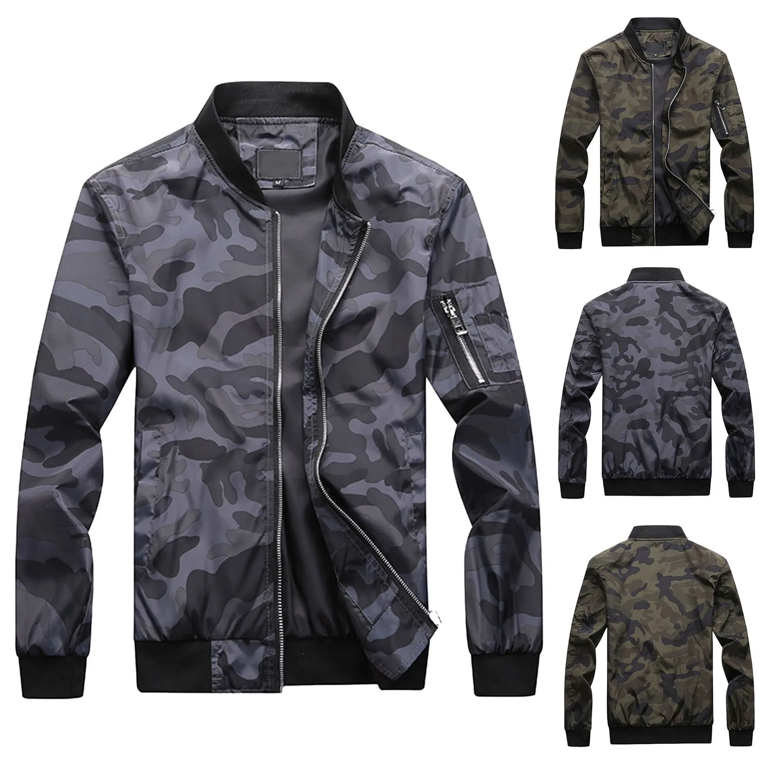 Camo Zip Bomber Jacket for Men