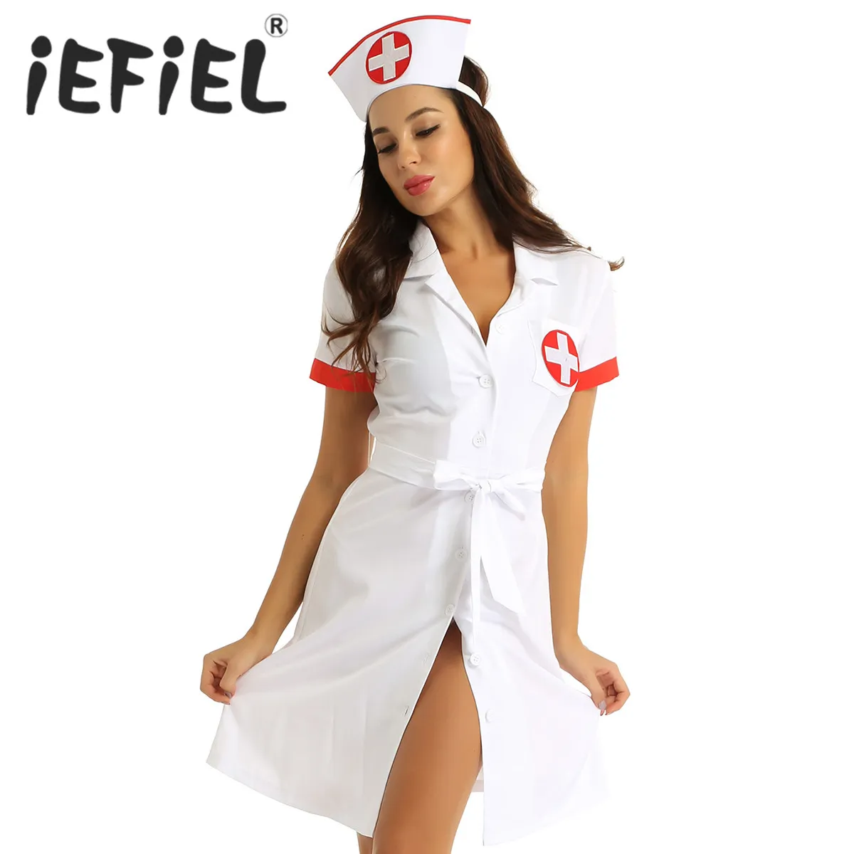 Sexy Nurse Roleplay Costume with Hat Belt 1 | PricZone Sexy Nurse Roleplay Costume with Hat Belt | PricZone