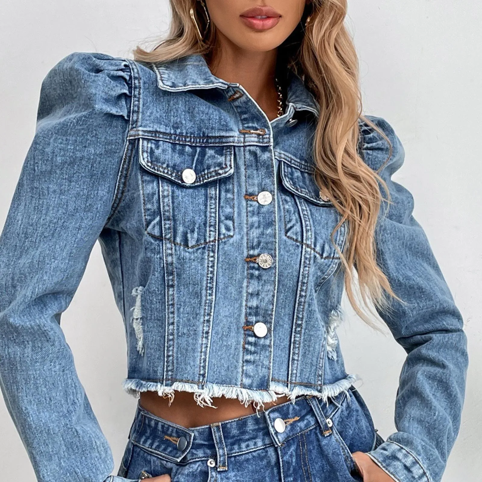 Puff Sleeve Denim Jacket 2024 Womens 1 | PricZone Puff Sleeve Denim Jacket 2024 Womens | PricZone