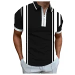 Stylish Mens Splicing Print Zipper Collar Tee 2 | PricZone
