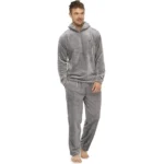 Warm Hooded Mens Fleece Pajama Set F4 | PricZone