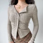 Y2K Korean Knit Cardigan   Slim Vintage Style | PricZone
