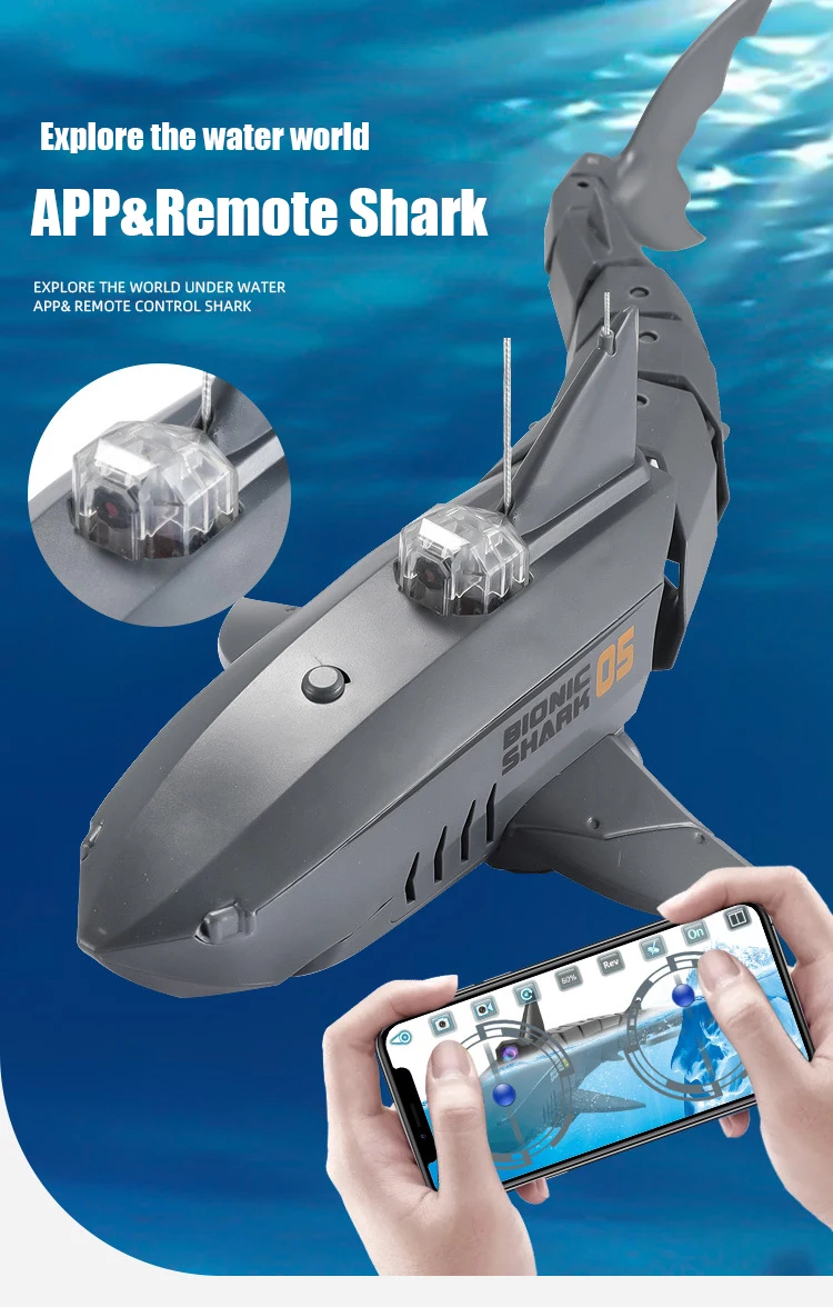 RC Shark Submarine with Camera for Kids