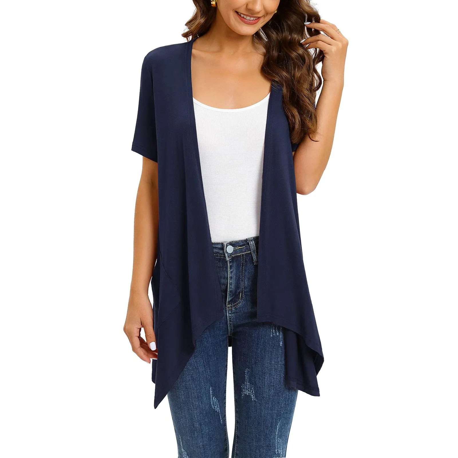 Chic Asymmetric Hem Open Front Cardigan 1 | PricZone Chic Asymmetric Hem Open Front Cardigan | PricZone