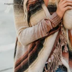 Striped Tassel Poncho Cardigan   Winter Knit 6 | PricZone