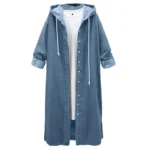 Winter Hooded Denim Long Overcoat for Women 5 | PricZone