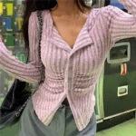 Y2K Korean Knit Cardigan   Slim Vintage Style 3 | PricZone