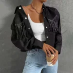 Tassel Denim Jacket   Womens Slim Fit | PricZone