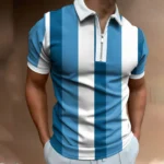 Stylish Striped Zip Polo Casual  Trendy | PricZone
