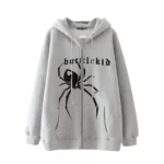 Spider Zip Hoodie Y2K Gothic Casual Style | PricZone