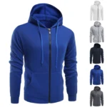 Sporty Fleece Zip Hoodie with Graphic Pockets 1 | PricZone