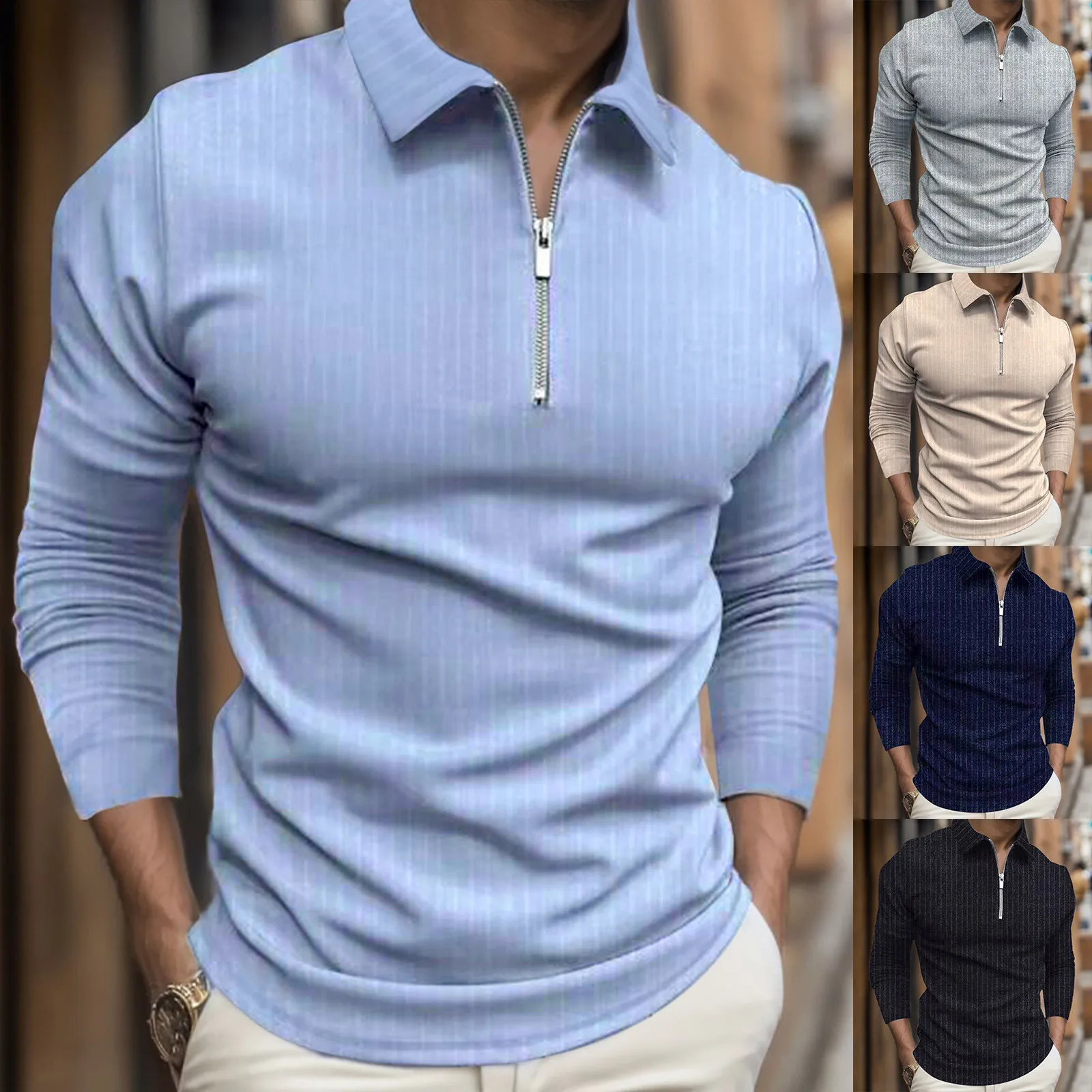 Stripe Zip Shirt Casual Formal Streetwear | PricZone Stripe Zip Shirt Casual Formal Streetwear | PricZone