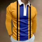 Striped Casual Mens Polo Autumn Spring Long Sleeve 3 | PricZone Striped Casual Mens Polo Autumn Spring Long Sleeve 3 | PricZone