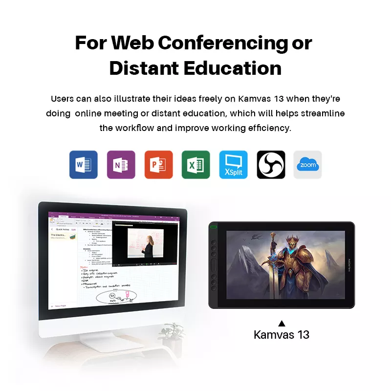 Kamvas 13 Black Drawing Monitor - 266PPS, Express Keys