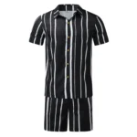 Summer Stripe Lapel Set Shirt Shorts 2 | PricZone Summer Stripe Lapel Set Shirt Shorts 2 | PricZone