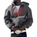 Red Cobweb Zip Hoodie Y2K Casual Autumn Jacket 2 | PricZone