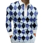 Spring Autumn Lozenge Print Polo Shirts Men 2022 Fashion Casual Turn Down Collar Long Sleeve Tops T Shirt New Style High Quality 2 | PricZone Spring Autumn Lozenge Print Polo Shirts Men 2022 Fashion Casual Turn Down Collar Long Sleeve Tops T Shirt New Style High Quality 2 | PricZone