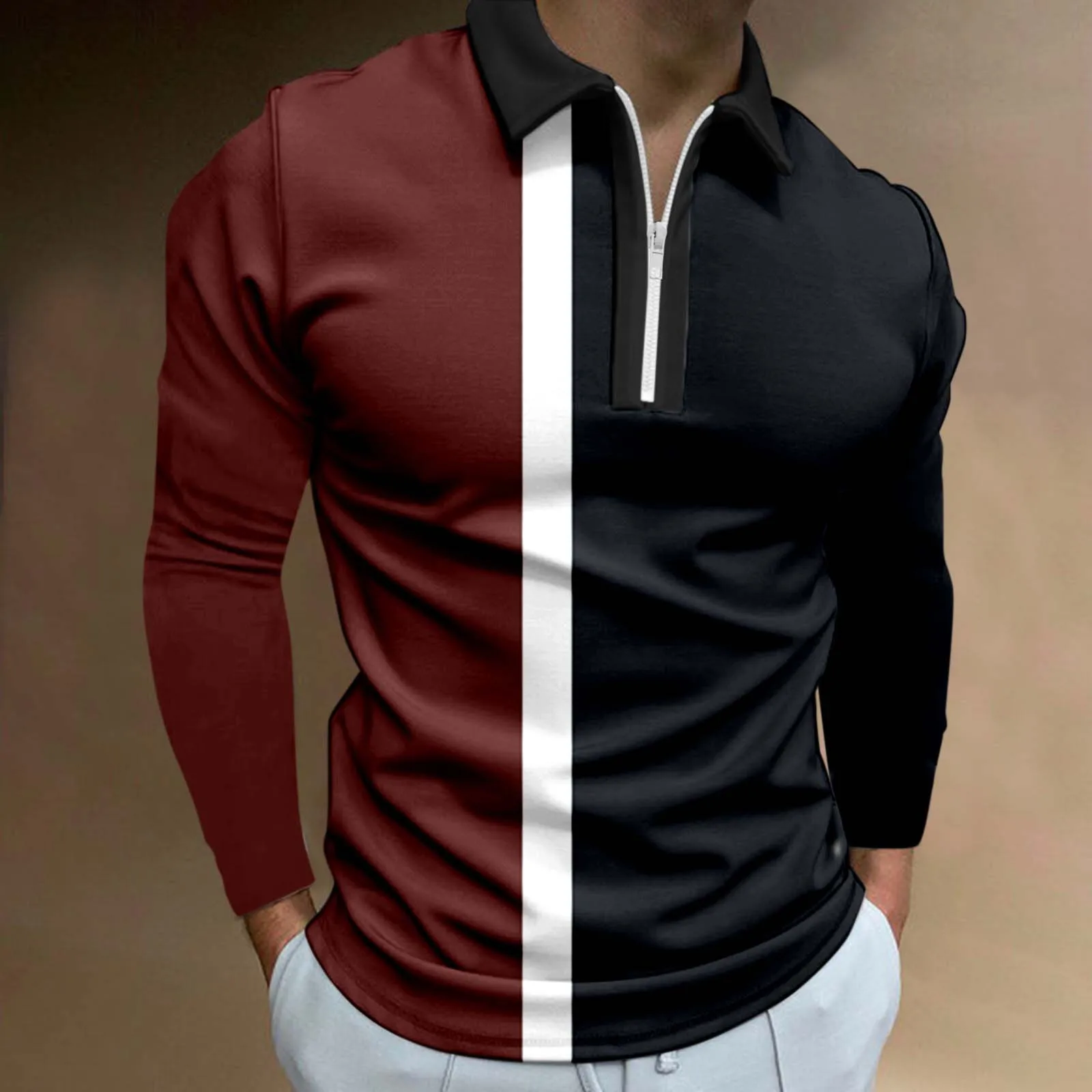 Striped Casual Mens Polo Autumn Spring Long Sleeve 2 | PricZone Striped Casual Mens Polo Autumn Spring Long Sleeve 2 | PricZone