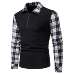Mens Lapel Zipper Shirt Long Sleeve Business Pullover Tops Plaid Matching Polo Shirt New Business Wear Casual Shirts For Men 2 | PricZone Mens Lapel Zipper Shirt Long Sleeve Business Pullover Tops Plaid Matching Polo Shirt New Business Wear Casual Shirts For Men 2 | PricZone