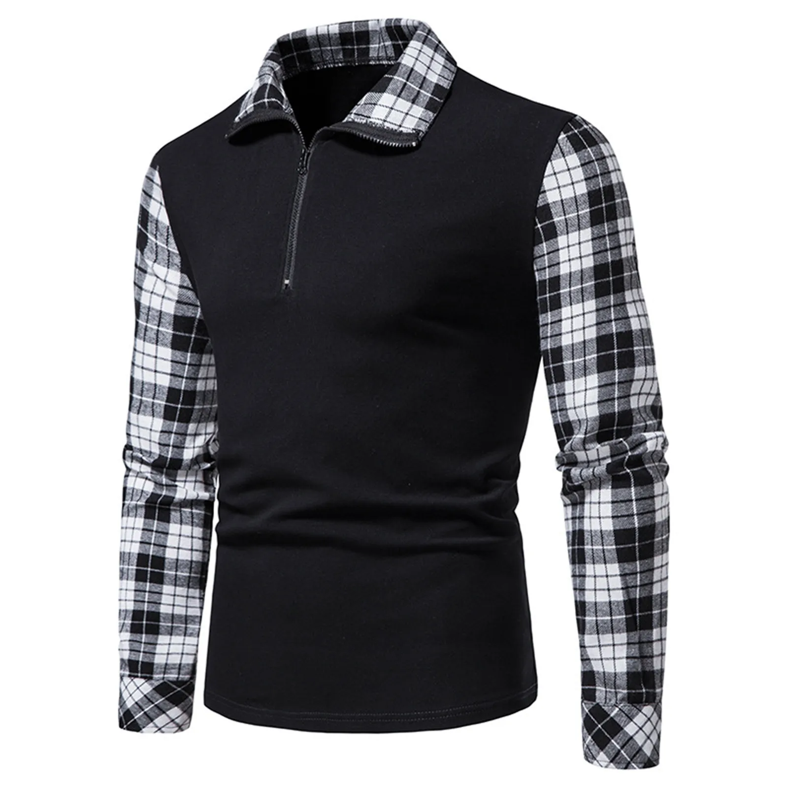 Mens Lapel Zipper Shirt Long Sleeve Business Pullover Tops Plaid Matching Polo Shirt New Business Wear Casual Shirts For Men 2 | PricZone Mens Lapel Zipper Shirt Long Sleeve Business Pullover Tops Plaid Matching Polo Shirt New Business Wear Casual Shirts For Men 2 | PricZone